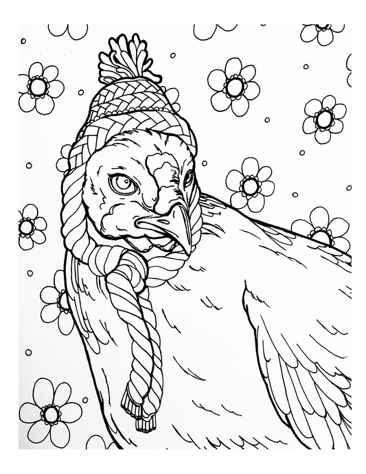 Chicken coloring sheet (downloadable print)